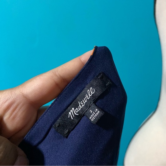 Madewell 2 Smock Sleeve Button Front Mini Dress in Happy Hibiscus Blue Orange - Picture 7 of 7